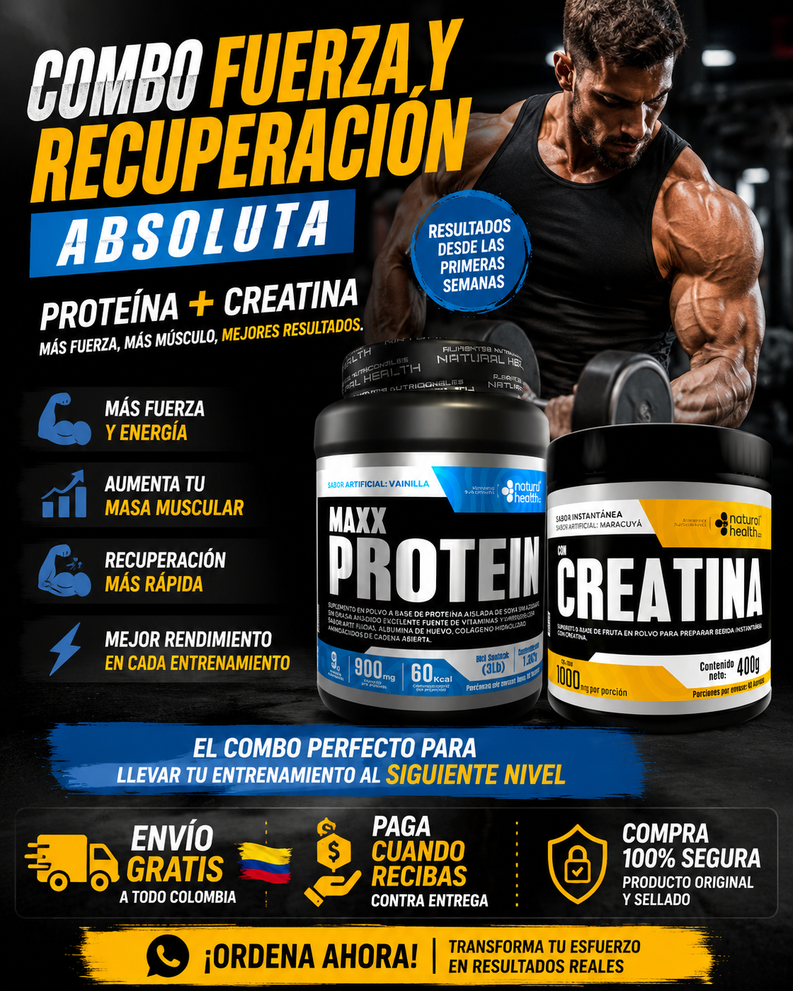 Combo proteina y Creatina - Fuerza y Recuperación Absoluta