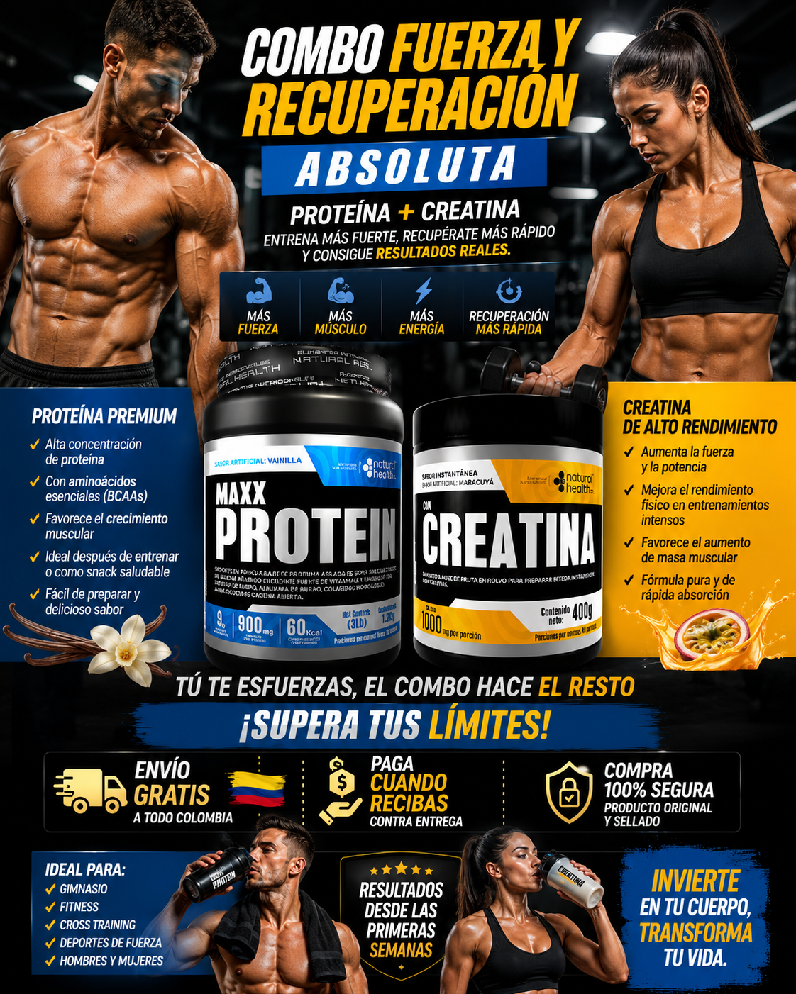 Combo proteina y Creatina - Fuerza y Recuperación Absoluta