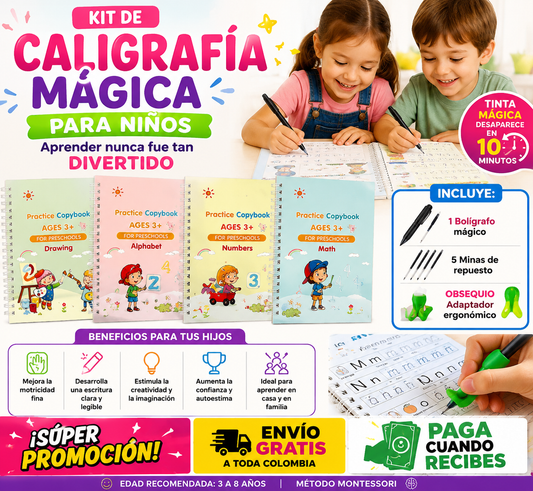 🔥✏️ KIT DE CALIGRAFÍA MÁGICA PARA NIÑOS – APRENDER JUGANDO ✏️🔥